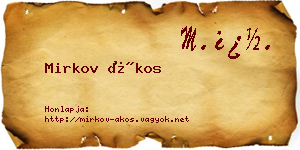 Mirkov Ákos névjegykártya